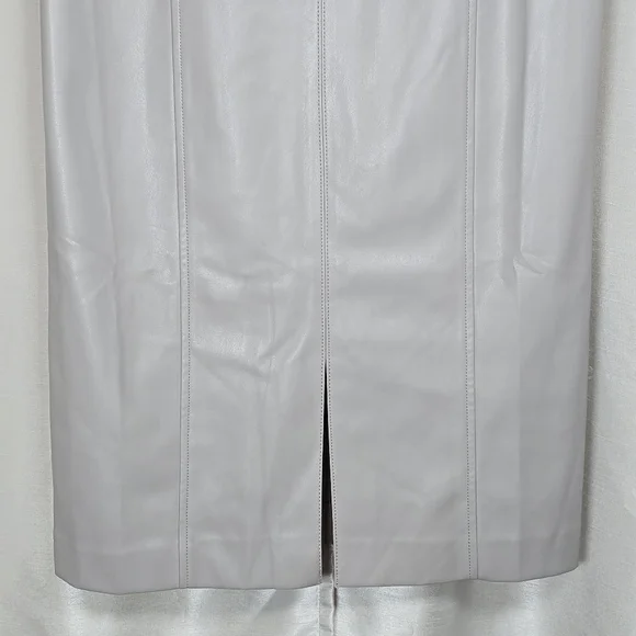 Ann Taylor Women's Vegan Leather Sheath Midi Dress Short Sleeve Size 6 Gray New - Picture 5 of 16